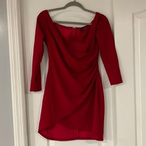 Off-shoulder red dress